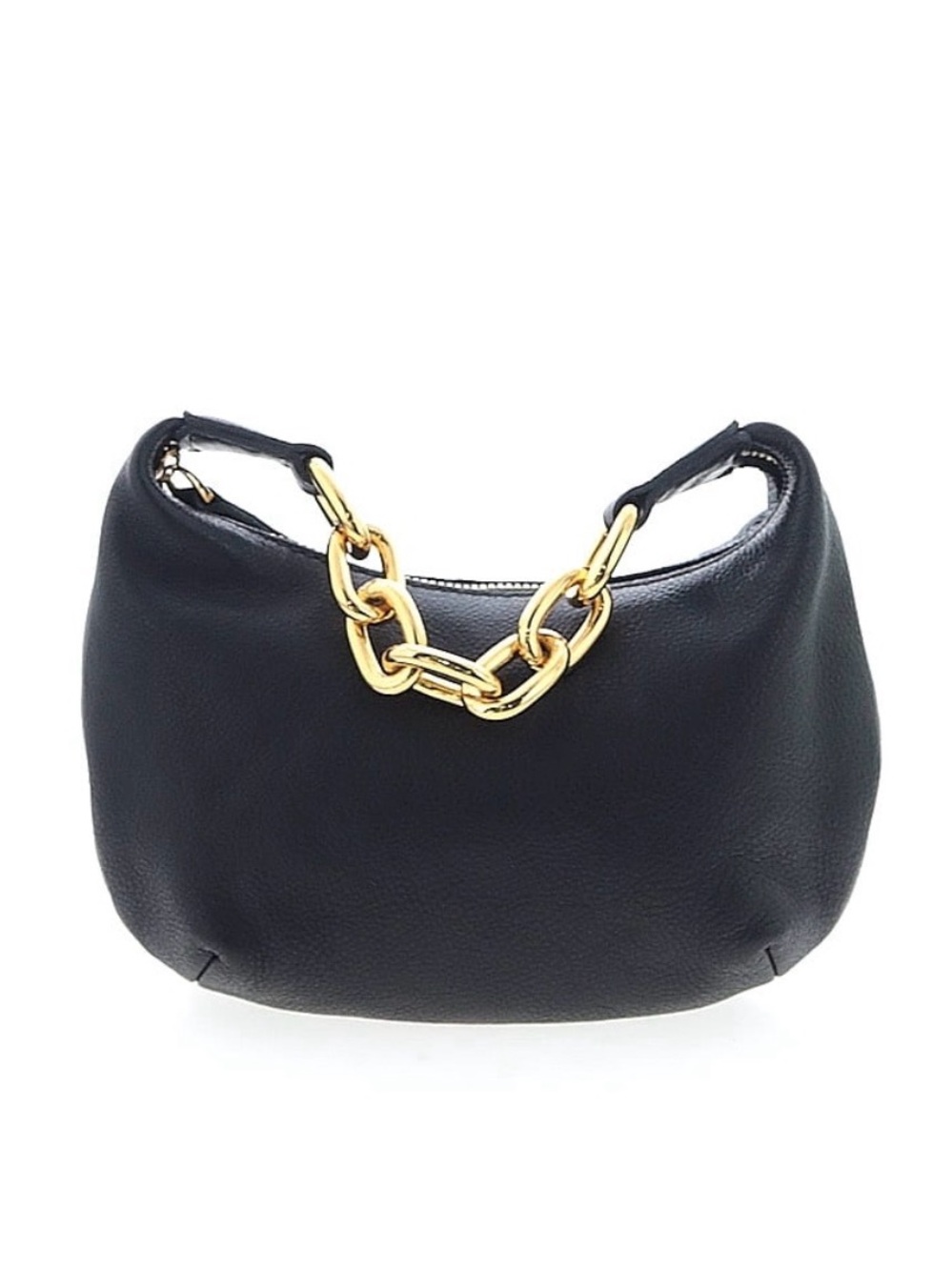 Madewell | Women’s Micro Gold Chain Handle Leather Hobo Bag Black Leather Purse - Picture 3 of 5